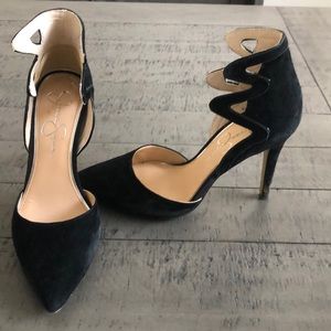 Black suede heels